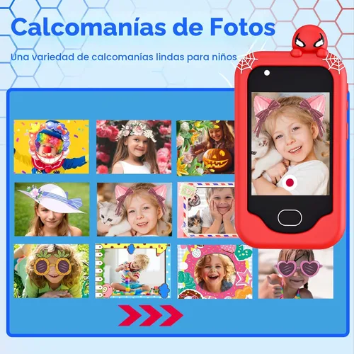 Miniatura 4 de Teléfono Inteligente para Niños, Regalo de Navidad y Cumpleaños para Niños Pequeños de 3 a 10 Años, Juguete de Teléfono Celular para Niños con Rojo