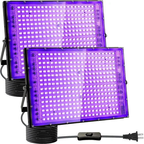 Miniatura 16 de Paquete de 2 luces negras UV de 100 W, IP65 impermeable, luz de fiesta brillante, iluminación de escenario, Halloween, pintura corporal, póster