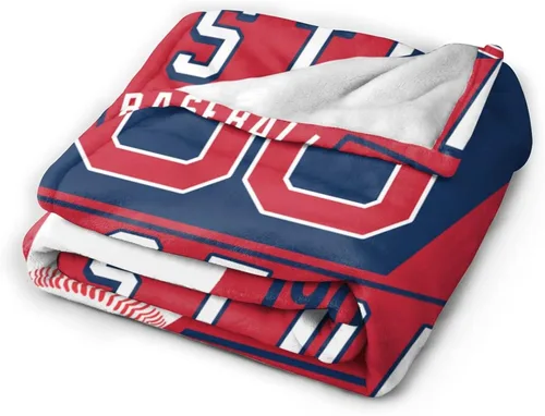 Miniatura 3 de Manta personalizada para fanáticos de la cama, regalo de béisbol, ciudad, invierno, verano, manta de forro polar con nombre y número personalizados