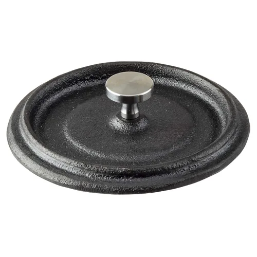 Miniatura 6 de TableCraft 10747 Cocotte, 8 onzas., con tapa & asas, de acero inoxidable perilla, hierro fundido, negro