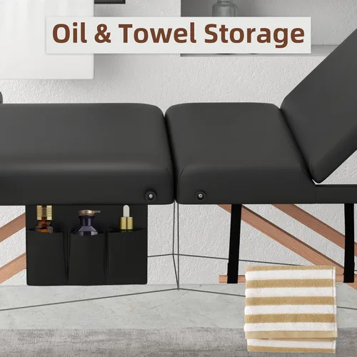 Miniatura 4 de ABET Mesa de masaje, cama plegable portátil de 3 cuerpos para extensiones de pestañas, altura ajustable, ligera, profesional, mesa de spa facial