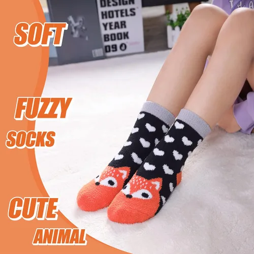 Miniatura 4 de Color City Calcetines antideslizantes para niños y niñas con agarres, antideslizantes, acogedores, esponjosos, cálidos para invierno
