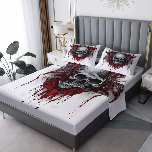 Miniatura 25 de Juego de sábanas tamaño individual: sábanas y fundas de almohada, sábanas y fundas de almohada, microfibra suave y bolsillo profundo y patrón sin