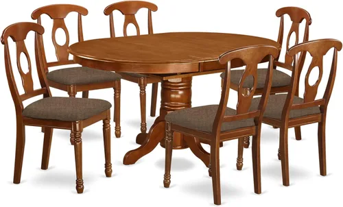 Miniatura 10 de East West Furniture AVNA5-SBR-C - Juego de mesa de comedor de 5 piezas para 4 personas, incluye una mesa de cocina ovalada con hojas de mariposa y 4