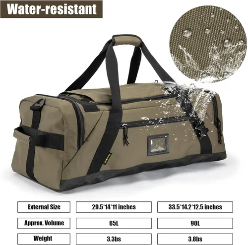 Miniatura 3 de Bolsa de lona grande, bolsas de gimnasio para hombres, bolsa de fin de semana para mujeres, mochila de viaje, bolsa de lona deportiva, Verde Armada