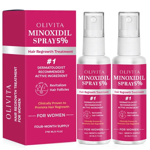Spray de minoxidil al 5% para el crecimiento del cabello de las mujeres: tratamiento de recrecimiento capilar extra fuerte, revitaliza los folículos