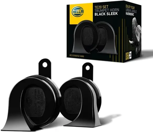 HELLA 011225831 Kit de bocina de trompeta BX negra de 12 V (ajuste universal)