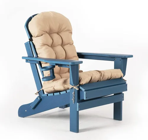 Miniatura 17 de nalone Silla plegable Adirondack con cojín con portavasos, silla de patio de plástico HDPE de gran tamaño resistente a la intemperie, utilizada