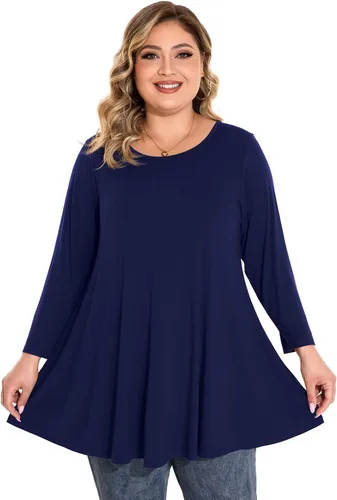 Miniatura 2 de BELAROI - Camiseta cómoda de manga 34 para mujer, talla grande, ajuste suelto
