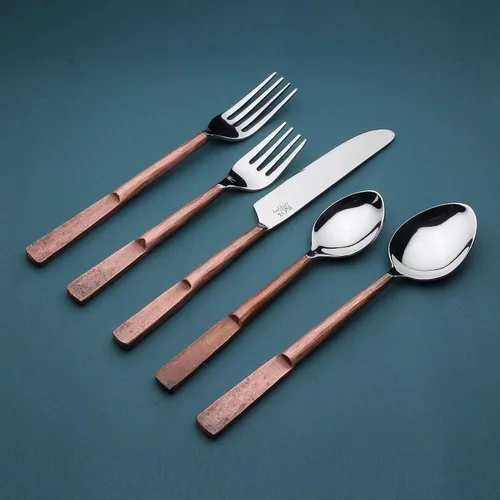 Miniatura 4 de INOX Artisans Celia Copper Antique - Juego de cubiertos (20 piezas)