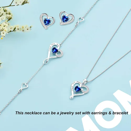 Miniatura 7 de Regalo de cumpleaños para mamá, collar con dije de corazón de plata esterlina 925 con texto en inglés "I Love You Mom