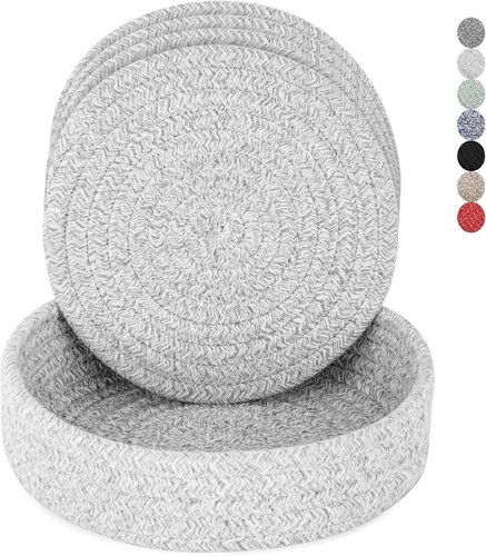 Miniatura 8 de Salvamanteles para platos calientes, ollas y sartenes, almohadillas calientes con cesta de almacenamiento, soportes para ollas para cocina, tapete