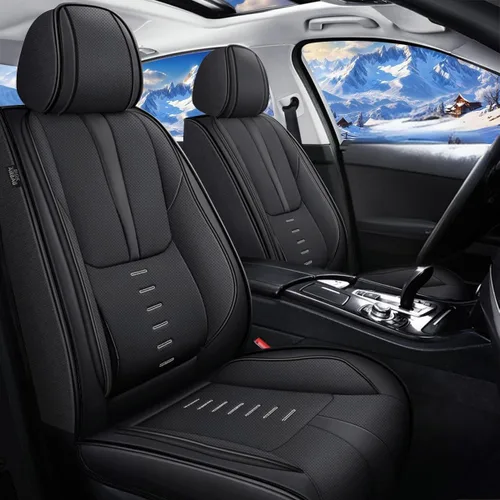 IKABEVEM Fundas de Asiento Compatibles con Chevrolet/Chevy Silverado 2007-2024 2025 2 Fundas de Asiento Frontales Transpirables con Soporte Lumbar