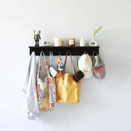 Miniatura 8 de Perchero de entrada, ganchos para abrigos, gancho de madera montado en la pared, los estantes montados en la pared son muy adecuados