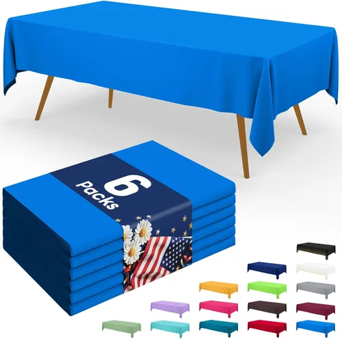 Miniatura 31 de Smiry - Juego de 6 manteles desechables, 54 x 78 pulgadas, manteles impermeables rectangulares para fiestas, cubierta de mesa de plástico