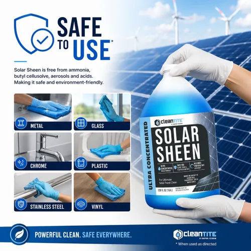 Miniatura 7 de Limpiador de paneles solares de 1 galón (hace 18.06 oz) - Solución de limpieza súper concentrada para vidrio, metal, madera y plástico - Elimina