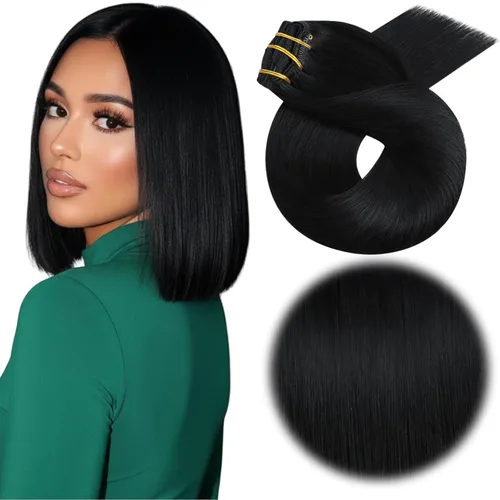 Miniatura 84 de Moresoo Extensiones de cabello humano Remy con clip, color rubio platino, extensiones de cabello humano real de doble trama, color rubio #60, 18