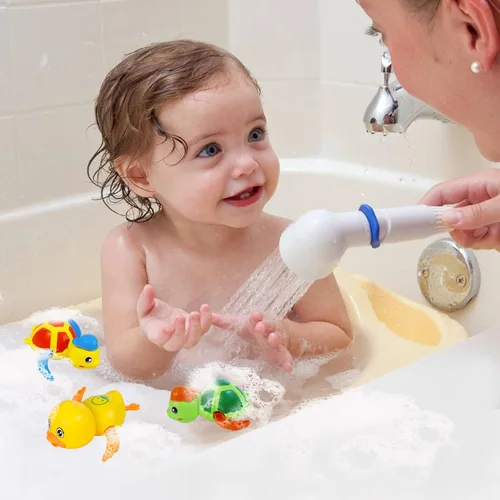 Miniatura 7 de Cuterabit Juguetes de baño para bebés, tortuga y pato flotantes de cuerda para natación, juguetes para la bañera, juguetes de piscina, juguetes