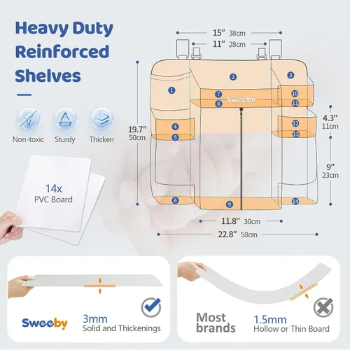 Miniatura 4 de Sweeby Organizador de pañales para cambiador y cuna, apilador de pañales para guardería, organizador colgante para artículos esenciales del bebé