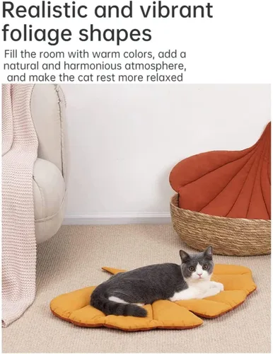 Miniatura 5 de Almohadilla de colchón de doble cara con forma de hoja para gato, nido de gato, perro, cálida y cómoda, accesorios para interiores (hojas de corazón)