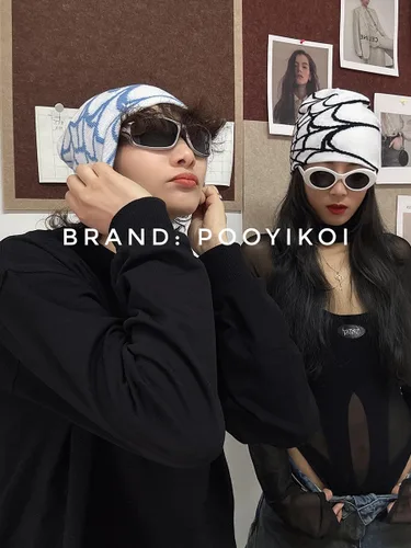 Miniatura 4 de Pooyikoi Gorro de invierno para mujer, gorro cálido para hombre, estilo casual, diseño de araña, estilo gótico, Y2K, gorro de punto acrílico