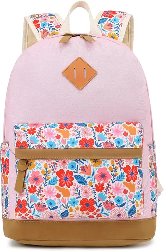 Miniatura 2 de Leaper Mochila escolar de moda mochila de lona para libros bolsa de hombro Rosa Floral 1 Mochilas tradicionales
