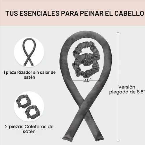 Miniatura 2 de Kitsch Juego de rizadores sin calor satinados, rizos sin calor durante la noche con rizador de pelo de 34 pulgadas y 2 coleteros de satén, cómodos