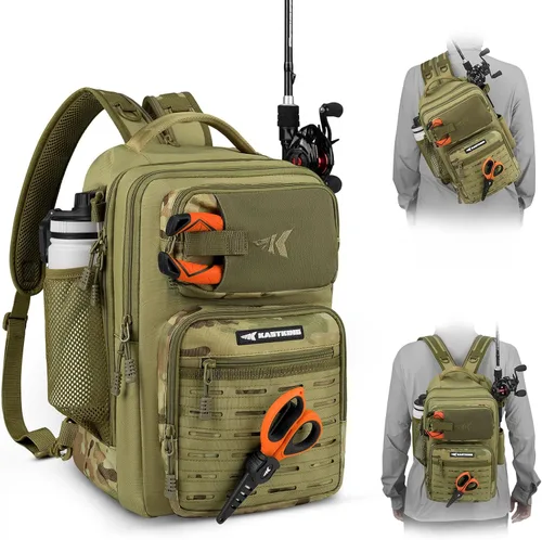 KastKing BlowBak - Bolsa táctica para aparejos de pesca, mochila de pesca ligera, almacenamiento para equipo y equipo, regalo para hombres F: Doble