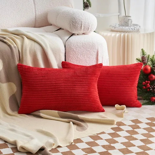 Miniatura 34 de Demetex Juego de 2 fundas de almohada rosas de 18 x 18 pulgadas, fundas de almohada cuadradas de pana para dormitorio, sala de estar, juego de 2, 18