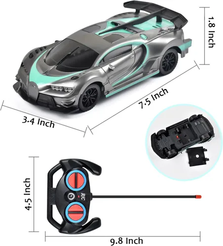 Miniatura 2 de Tuko Juguetes de coche a control remoto, juguetes RC para niños y niñas de más de 3 años (gris)