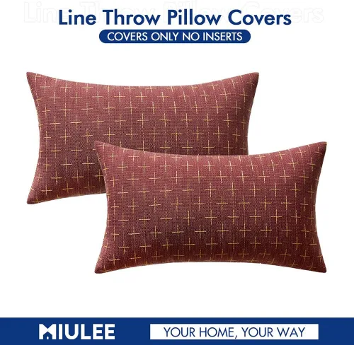 Miniatura 70 de MIULEE - Juego de 2 fundas de almohada decorativas de lino de arpillera navideñas, modernas, estilo campestre, rústicas, tejidas, con textura
