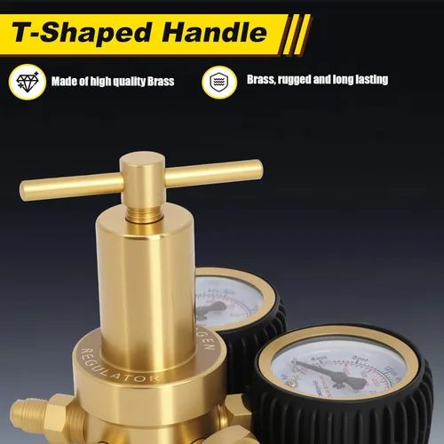 Miniatura 4 de Regulador de nitrógeno 0-800 PSI CGA580 con doble calibre y manguera reforzada de 60 pulgadas, salida de llamarada macho de 1/4 pulgadas - Regulador