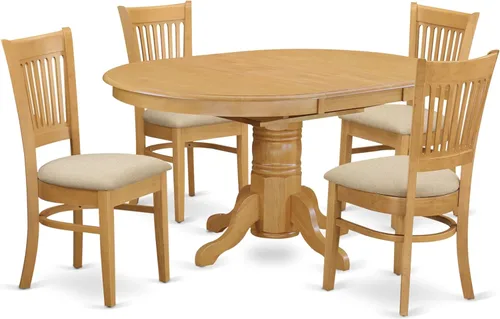 Miniatura 17 de East West Furniture AVVA5-LWH-C - Juego de mesa de comedor de 5 piezas, incluye una mesa de cocina ovalada con hojas de mariposa y 4 sillas