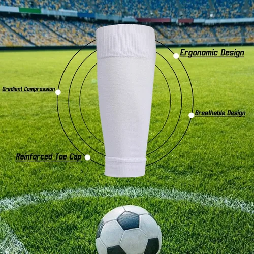 Miniatura 3 de Juego de 24 calcetines de fútbol con agarre juvenil con mangas de protección de espinilleras para niños y niñas 7-14 para fútbol y baloncesto