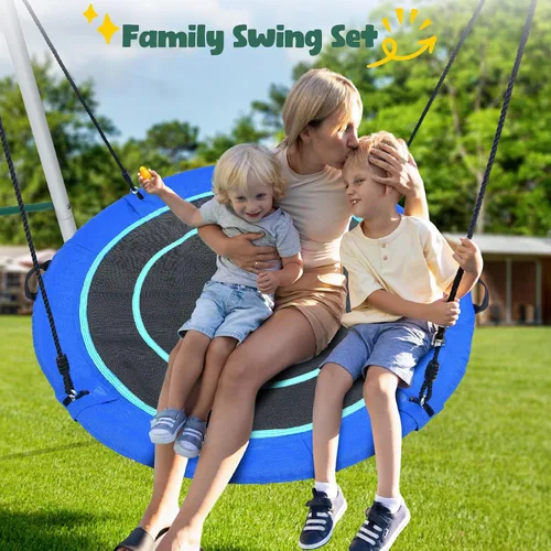 Miniatura 7 de Hapfan Columpio de platillo grande de 50 pulgadas con soporte para niños al aire libre, 6.5 pies de alto 500 libras para patio trasero, juego