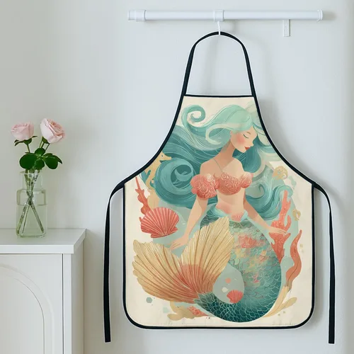 Miniatura 5 de Fanciful - Delantal de sirena para cocinar, diseño de fantasía acuática, delantal de cocina para barbacoa, jardinería y trabajo de chef