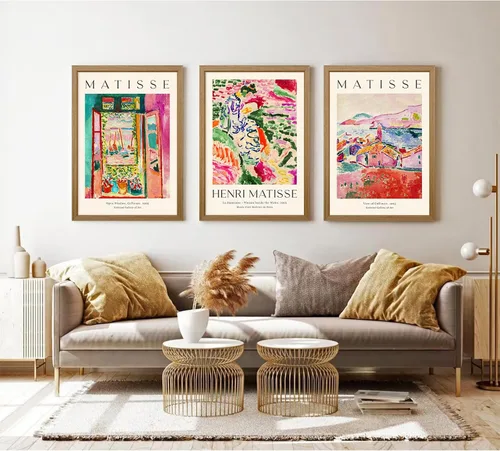 Miniatura 4 de Henri Matisse - Juego de 3 impresiones artísticas de pared de Matisse para decoración de pared, póster estético de lienzo colorido abstracto rosa