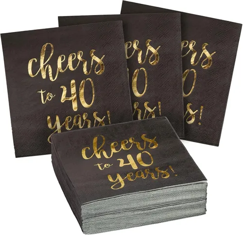 Miniatura 10 de BLUE PANDA Servilletas de cóctel con texto en inglés «Cheers to 60 Years» – Servilletas de fiesta de 60 cumpleaños – Decoración de 60 aniversario