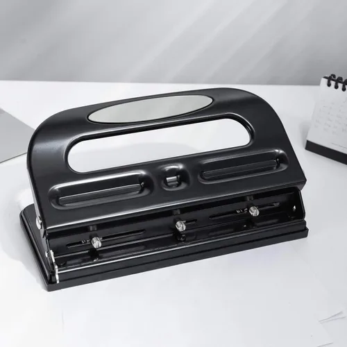 Miniatura 7 de Amazon Basics Perforadora de 2/3 agujeros, semiajustable, capacidad de 30 hojas, color negro