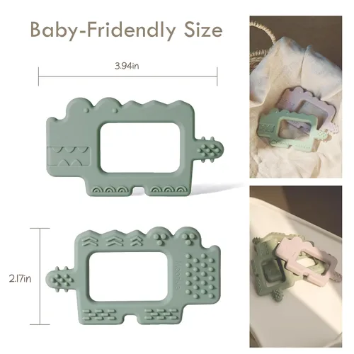 Miniatura 8 de Moonkie Juguete de dentición, seguro y fácil de sostener, mordedores relajantes de silicona sin BPA, evita que se chupen los dedos, mejor para bebés