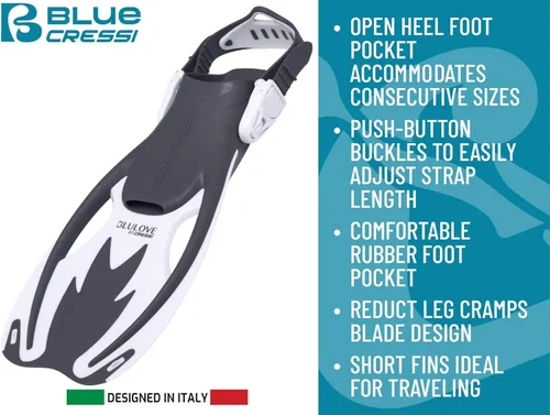 Miniatura 4 de Cressi Aletas Rocks, aletas cortas de talón abierto para niños con correas ajustables para snorkel y natación - Cressi: Calidad Desde 1946