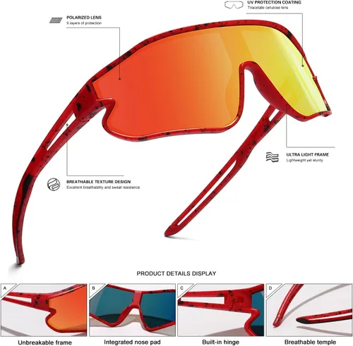 Miniatura 5 de Lentes de sol para niños, lentes de sol de béisbol juveniles, polarizados, deportivos, ciclismo, para niños y niñas, marco ligero