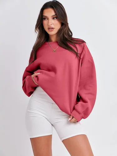 Miniatura 2 de ANRABESS Sudaderas de gran tamaño con capucha para mujer, cuello redondo, sin botones, ropa casual de otoño, ropa de preparación, adolescentes
