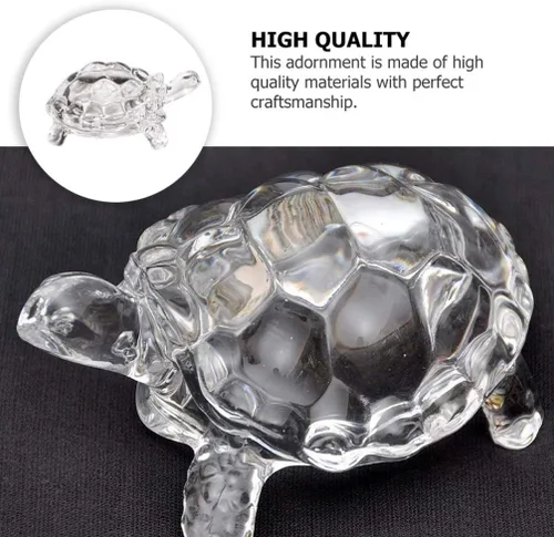 Miniatura 5 de WINOMO Estatua de tortuga de cristal Feng Shui, tortuga de cristal transparente para decoración de acuario, paz, prosperidad y energía positiva