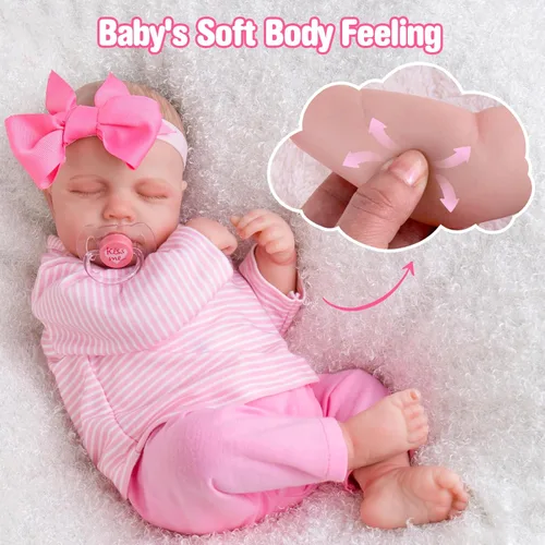 Miniatura 5 de Aori Muñecas Reborn Baby Girl – 20 pulgadas realista recién nacido de tela ponderada cuerpo de tela realista con características pintadas a mano
