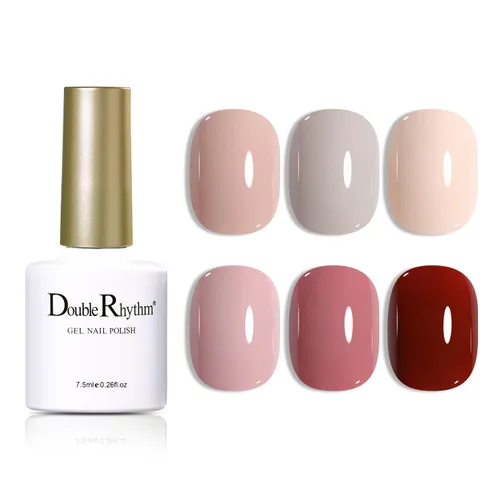 Miniatura 11 de Double Rhythm - Juego de esmaltes de uñas de gel de 6 colores Baby Light Pastel Milky, kit de iniciación para arte, bricolaje, salón, hogar