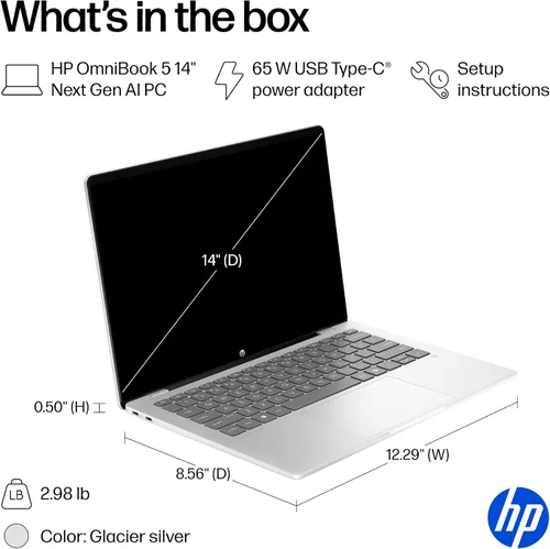 Miniatura 12 de HP OmniBook 5 PC AI de próxima generación de 14 pulgadas, pantalla OLED, Snapdragon X Plus X1P-42-100, 16 GB de RAM, SSD de 1 TB, GPU Qualcomm