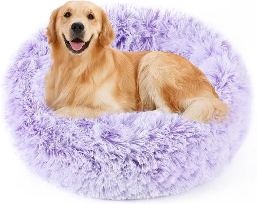 Miniatura 35 de NOYAL Cama Calmante en Forma de Rosquilla para Perros Pequeños a Medianos y Gatos - Cama para Mascotas de Felpa de Piel Sintética Anti-Ansiedad