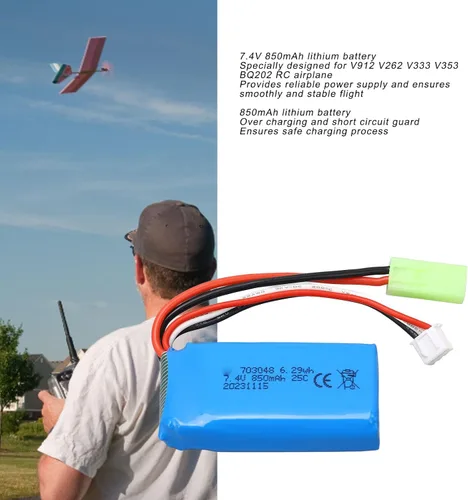 Miniatura 7 de plplaaoo 7.4V 850mAh batería de litio 703048 profesional ligera fuente de alimentación de alto rendimiento para WLToys V912 V262 V333 V353 BQ202 RC