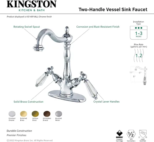 Miniatura 6 de Kingston Brass KS1498WLL - Grifo para fregadero con placa de cubierta, 6-1/2 pulgadas en alcance de boquilla, níquel cepillado cepillado níquel